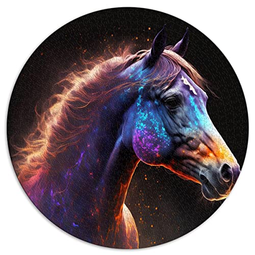 CARGIS Puzzle 1000 Teile Star Horse Circular Puzzle für Erwachsene und Kinder Kartonpuzzle Lernspielzeug (Größe 67,5 x 67,5 cm) von CARGIS