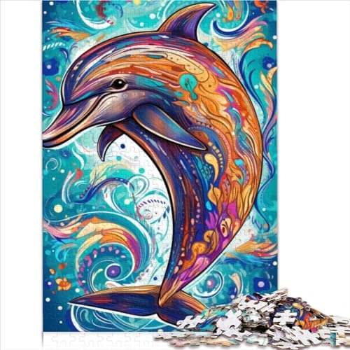 1000-Teiliges Puzzle Für Erwachsene, Farbige Delfine, Holzpuzzles, 1000 Teile, Für Kinder, (Größe 29.52x19.68 Inch) von CARGUS