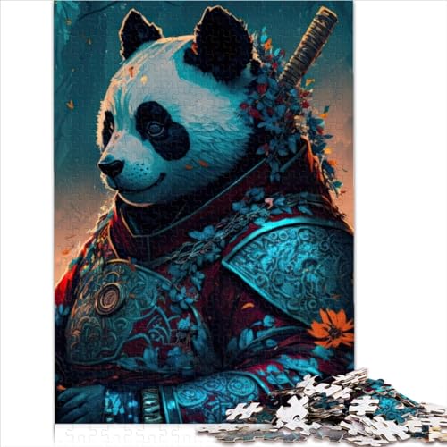 500 Teile Puzzles Panda-Krieger Puzzles Für Erwachsene Holzpuzzles Heimdekoration Puzzlespielzeug (Größe 20.47x14.96 Inch) von CARGUS