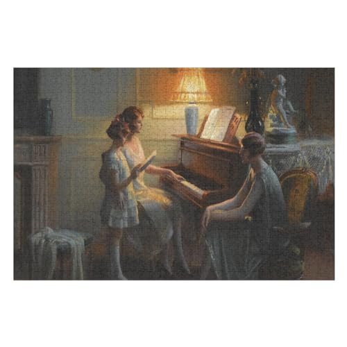 für Familie Freunde Dekorativ，1000 StüCk Oil Painting, Singing, Study Piano, Girl, womanLernspielzeug FüR Kinder 38x26Papier von CARGUS