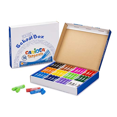 Carioca Temperello Solid Temperello | School Box | 96 Feste Temperafarben mit leuchtenden Farben | 96 Stück von Carioca