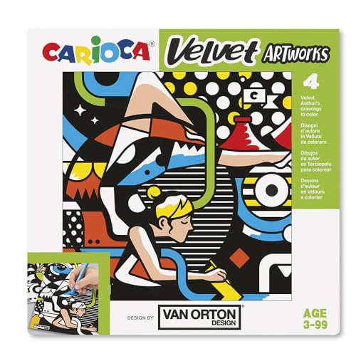 Carioca Set mit 4 Samt-Illustrationen zum Ausmalen | Hilft bei der Entwicklung von Geschicklichkeit und Kreativität | In Zusammenarbeit mit Van Orton | 4 Stück | Street Design Carioca Set mit 4 Samt-Illustrationen zum Ausmalen | Hilft bei der Entwicklung von Geschicklichkeit und Kreativität | In Zusammenarbeit mit Van Orton | 4 Stück | Street Design von Carioca