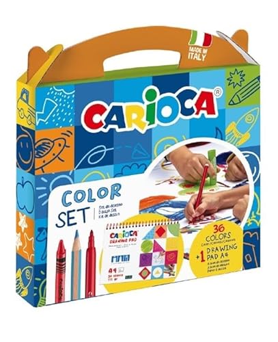Carioca Spezialkoffer Farbset | Koffer mit Zeichenmaterial zum Zeichnen von Markern, Buntstiften und Buntstiften | Zeichenpapier im Lieferumfang enthalten | 37 Teile Carioca Spezialkoffer Farbset | Koffer mit Zeichenmaterial zum Zeichnen von Markern, Buntstiften und Buntstiften | Zeichenpapier im Lieferumfang enthalten | 37 Teile von CARIOCA
