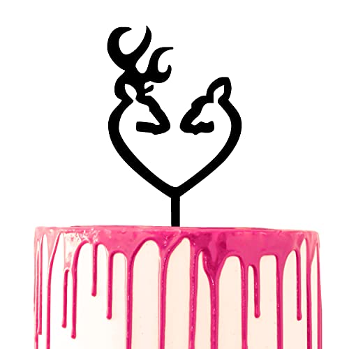 CARISPIBET Tortenaufsatz mit Aufschrift "Stag and Doe", herzförmige Acryl-Silhouette, Kuchendekoration von CARISPIBET