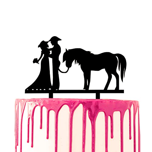CARISPIBET Hochzeitstortenaufsatz, Western-Thema, Hochzeit, Bauernhof, Bauernhaus, Cowboy, Bräutigam, Cowgirl, Braut, Acryl, Kuchendekoration von CARISPIBET