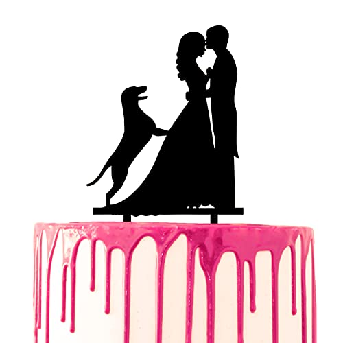 CARISPIBET Hochzeitstorte Topper Party Kuchen Deko für Hundeliebhaber Tierliebhaber Bräutigam und Braut Stirn Kuss Acryl Silhouette von CARISPIBET