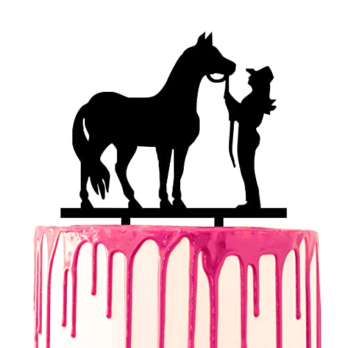 CARISPIBET Kuchendekoration mit Frau und Pferd, Cowgirl, Pferdekunst, Jahrestag, Kuchendekoration von CARISPIBET