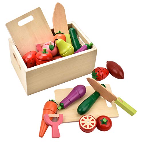 CARLORBO Spielzeug-Lebensmittel Spiellebensmittel Obst und Gemüse Sortiment im Aufbewahrungsbox Küchenspielzeug Spielzeug für Jungen mädchen 2 3 4 5 Jahre von CARLORBO