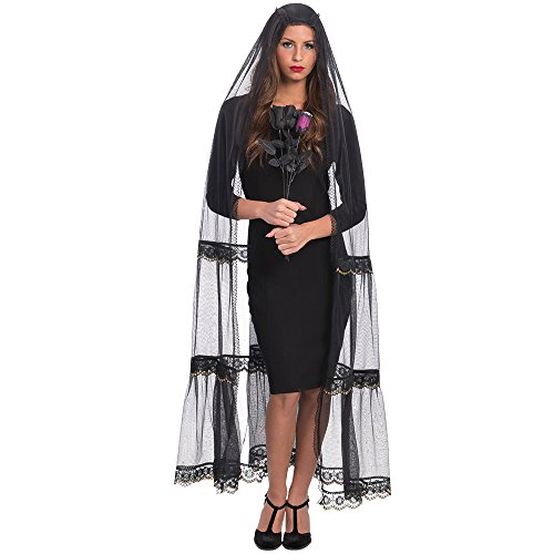Carnival Toys 29049 Schwarzes Cape mit Schleier, 150 cm, one Size Carnival Toys 29049 Schwarzes Cape mit Schleier, 150 cm, one Size von Carnival Toys