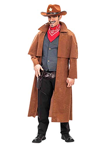 Carnival Toys 80333 - Cowboymantel Samt, Jeansweste, Größe M-L, braun von Carnival Toys