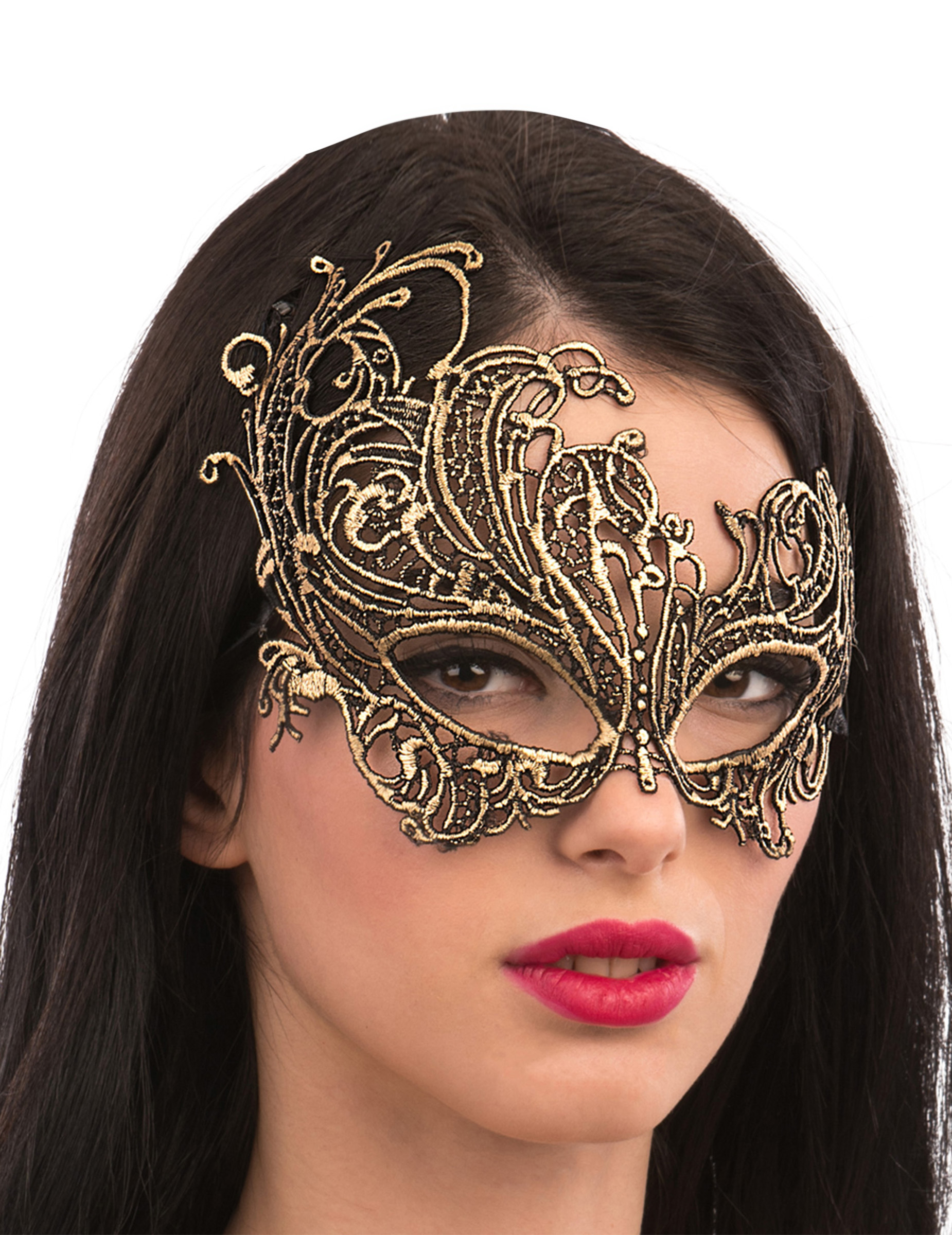 Augenmaske aus Makramee Accessoire gold Augenmaske aus Makramee Accessoire gold von CARNIVAL TOYS