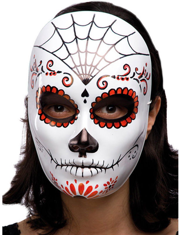 Dia de los Muertos Halloween Maske Spinnennetz weiss-rot-schwarz von CARNIVAL TOYS