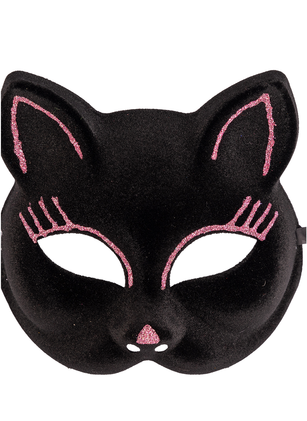 Elegante Katzenmaske für Erwachsene schwarz-pink Elegante Katzenmaske für Erwachsene schwarz-pink von CARNIVAL TOYS