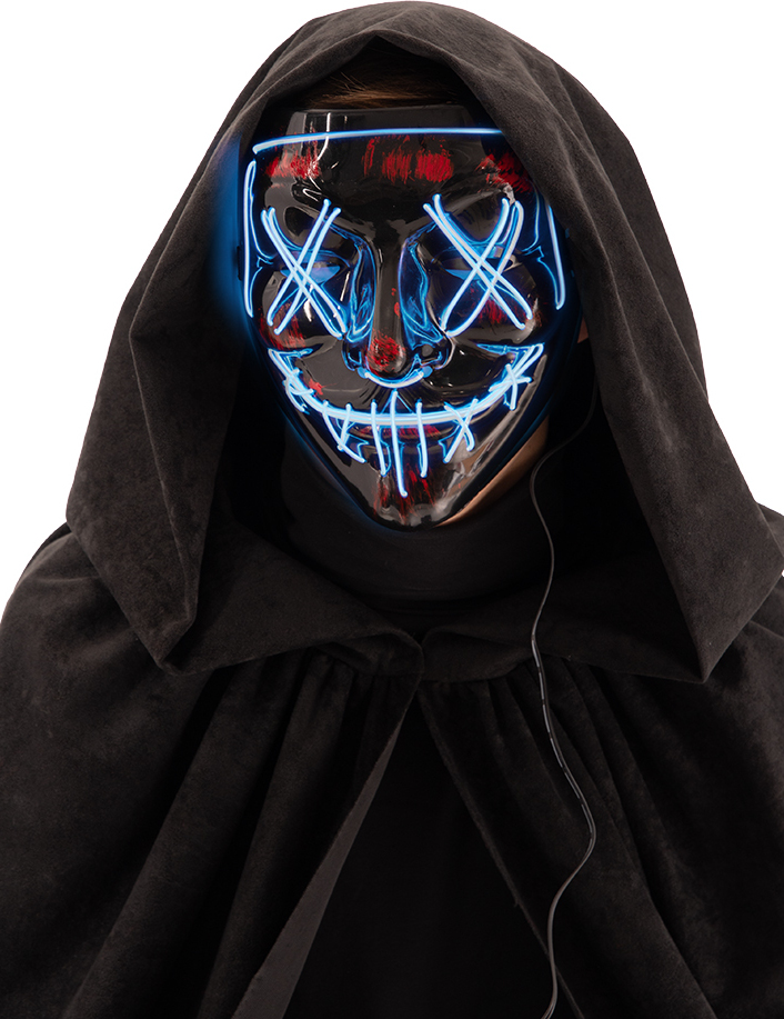 LED-Maske Horror-Maske Mord-Nacht Halloween schwarz-grün von CARNIVAL TOYS
