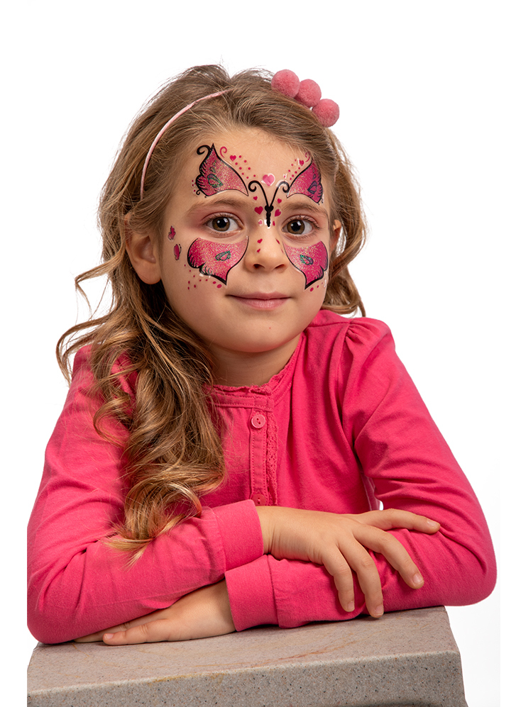 Schmetterlings-Tattoos für Kinder selbstklebend rosa-schwarz Schmetterlings-Tattoos für Kinder selbstklebend rosa-schwarz von CARNIVAL TOYS