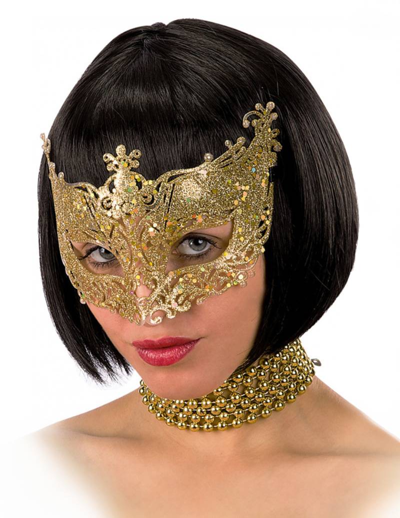 Venezianische Augenmaske mit Schnörkeln Kostüm-Accessoire gold von CARNIVAL TOYS