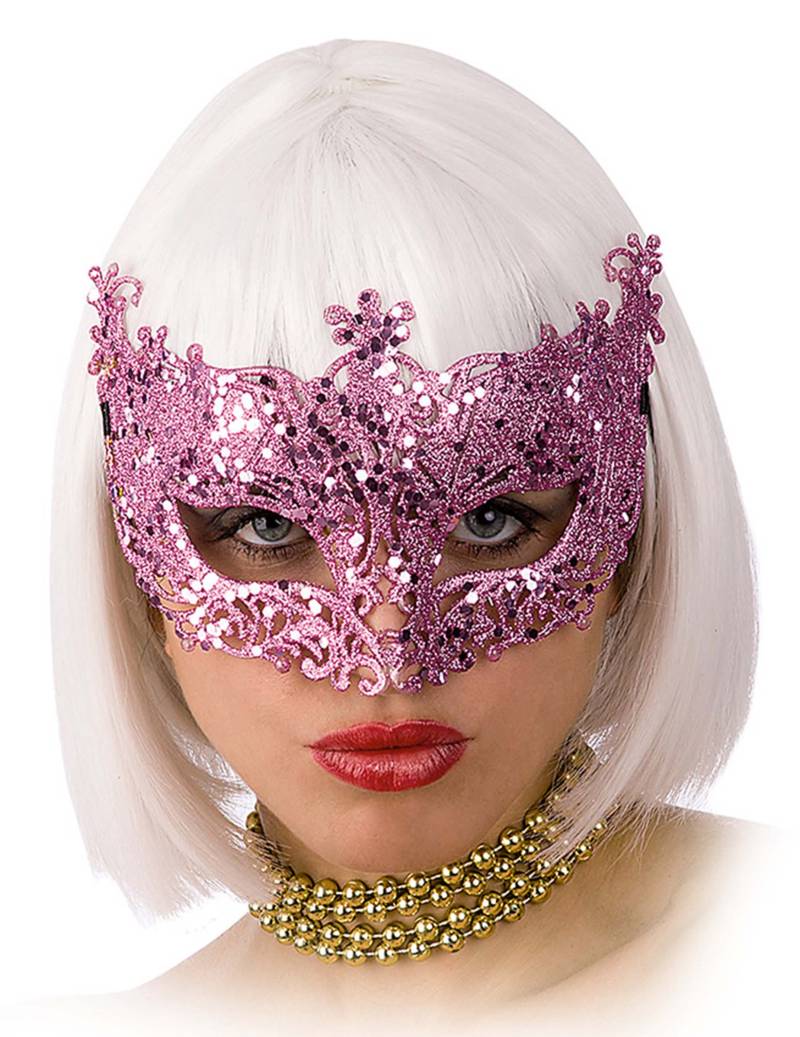 Venezianische Augenmaske mit Schnörkeln Kostüm-Accessoire rosa von CARNIVAL TOYS