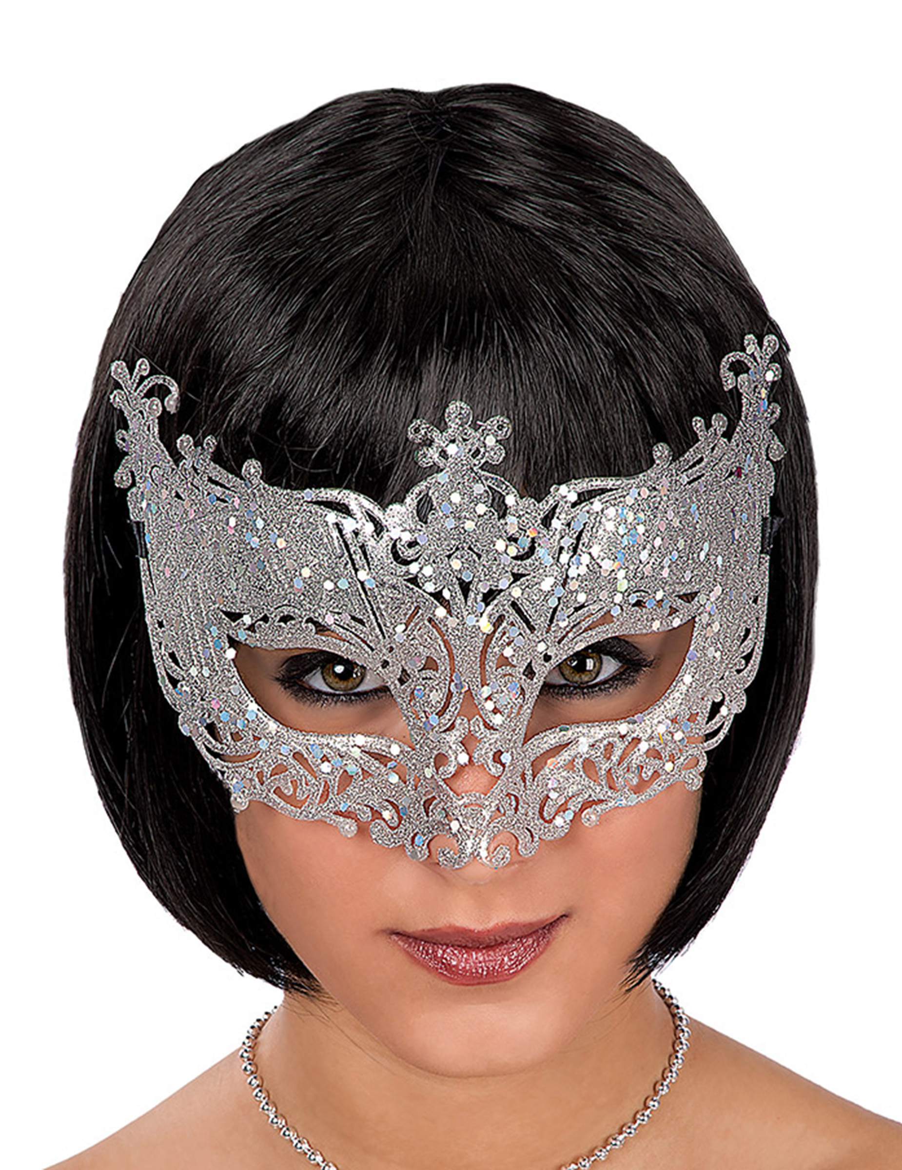 Venezianische Augenmaske mit Schnörkeln Kostüm-Accessoire silber Venezianische Augenmaske mit Schnörkeln Kostüm-Accessoire silber von CARNIVAL TOYS