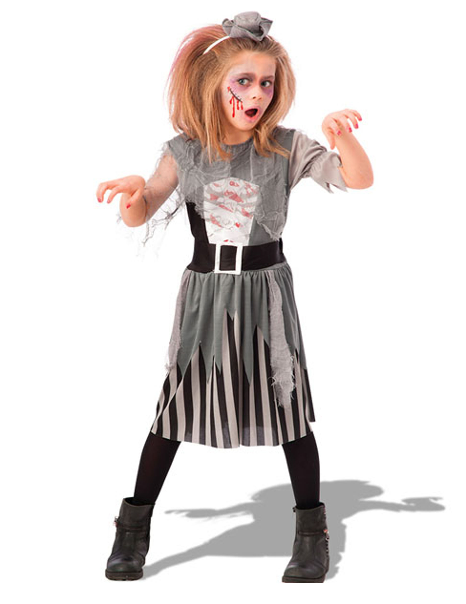 Zombie-Piraten-Kostüm für Mädchen Halloweenkostüm für Kinder grau-schwarz Zombie-Piraten-Kostüm für Mädchen Halloweenkostüm für Kinder grau-schwarz von CARNIVAL TOYS