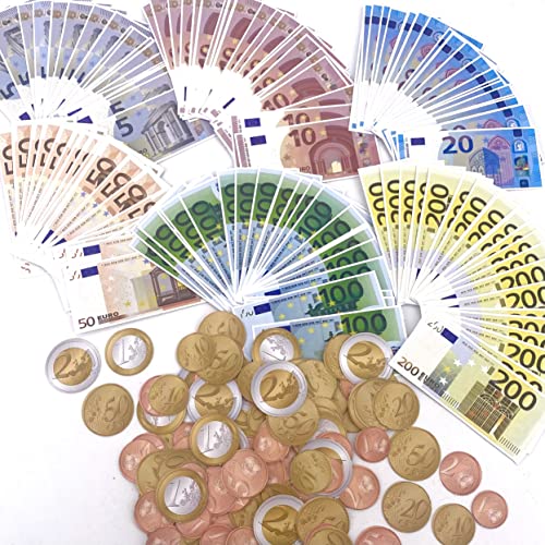 Carpeta Spielgeld Set┃160 Teile: 96 Euro-Scheine und 64 Euro-Münzen┃für Kaufmannsladen, zum Rechnen und Lernen┃Einkaufsladen┃Deko┃Fast 6.000 Euro ★ NEU ★ von Carpeta