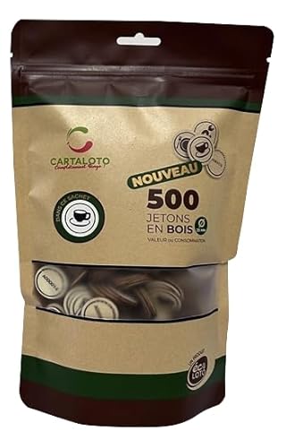 500 Stück Chips aus Holz, Ø 25 mm – Kaffee, Eingangskontrolle, Trinkgeld, braun 500 Stück Chips aus Holz, Ø 25 mm – Kaffee, Eingangskontrolle, Trinkgeld, braun von CARTALOTO