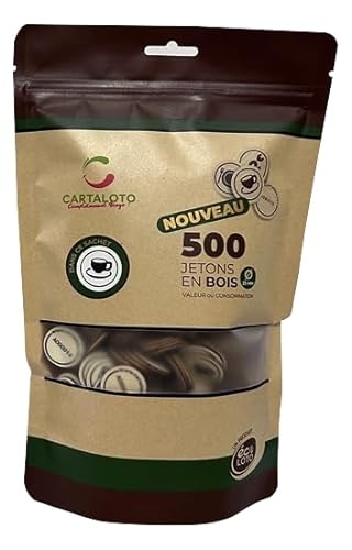 500 Stück Chips aus Holz Ø 25 mm – Kaffee, Kontrolle der Einfahrt, Münze von CARTALOTO