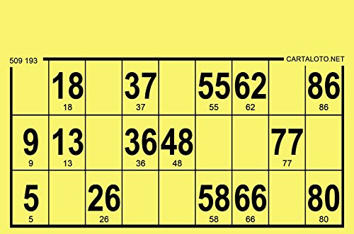 CARTALOTO-125 Loto-Kartons, Bristol, 224°g, Standardformat, Farbe: Gelb, GTCB125-01, Mehrfarbig von CARTALOTO