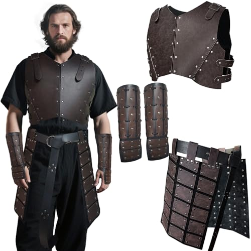 Mittelalterliches Ritter-Rüstungs-Set für Herren, Brustpanzer, Wikinger-Armschienen, LARP, Samurai, römisch, Cosplay, verstellbare Kampfausrüstung, Dunkelbraun, Einstellbar Mittelalterliches Ritter-Rüstungs-Set für Herren, Brustpanzer, Wikinger-Armschienen, LARP, Samurai, römisch, Cosplay, verstellbare Kampfausrüstung, Dunkelbraun, Einstellbar von CARTLZ
