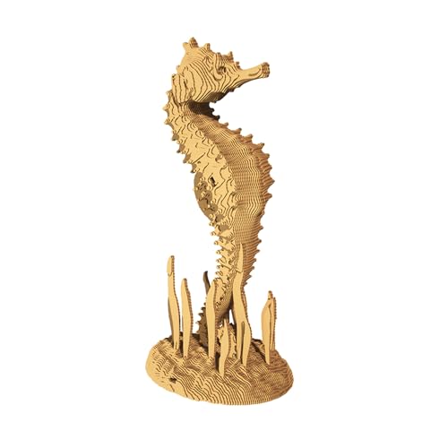 CARTONIC 3D-Puzzle-Set, Heimdekoration, Abendaktivität, zusammenbauen, Seepferdchen-Puzzle, 3D-Puzzle Seahorse Made from Recycled Cardboard, Craft von CARTONIC