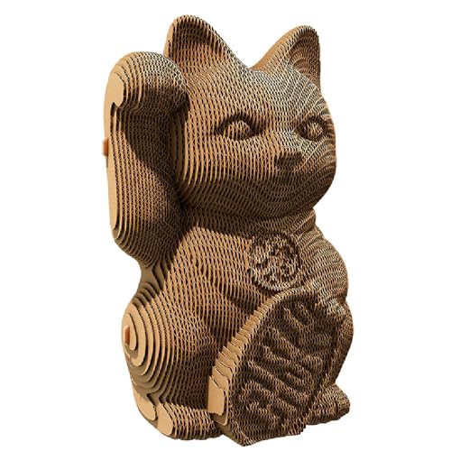 CARTONIC 3D-Puzzle-Set – Lucky Cat – 3D-Puzzle aus Karton – Der Karton verwandelt sich in eine Figur in Relief – alle Altersgruppen – 93 Stück Cardboard 3D Jigsaw Puzzle von CARTONIC