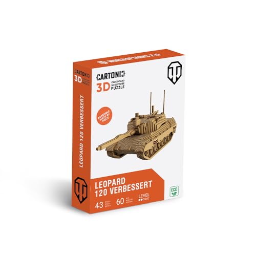 WOT Leopard 120 Verbessert – 3D-Puzzle CARTONIC aus Karton – Modell Panzer Militär zum Zusammenbauen – 43 Teile – ohne Klebstoff – umweltfreundlich – alle Altersgruppen – Cardboard 3D-Jigsaw WOT Leopard 120 Verbessert – 3D-Puzzle CARTONIC aus Karton – Modell Panzer Militär zum Zusammenbauen – 43 Teile – ohne Klebstoff – umweltfreundlich – alle Altersgruppen – Cardboard 3D-Jigsaw von CARTONIC