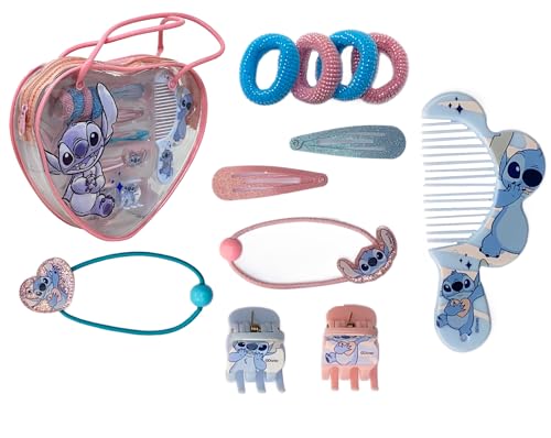 CARTOON Haarschmuck Stitch Disney 11-teiliges Haar-Accessoires-Set mit herzförmiger Tasche von CARTOON