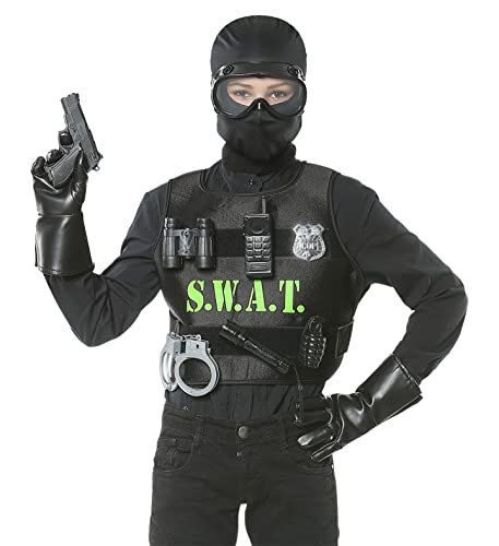CARTOON Kinder Verkleidung Set SWAT 9-teilig Zubehör Kostüm Karneval Fasching Einheitsgröße von CARTOON
