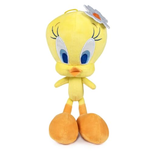 CARTOON Plüschtier Tweety der Kanarienvogel mit silberner Blume für Kinder L0oney tunes 20 cm von CARTOON