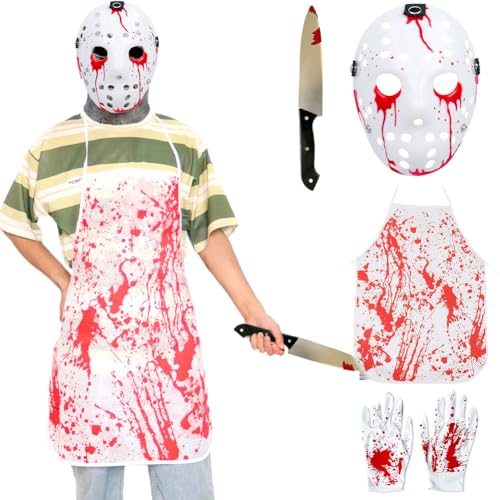 CARxlythic Halloween Jason Horror Mask Halloween-Kostüm Hockeymaske Party Cosplay Requisiten Maske(Enthält Dolch) von CARxlythic