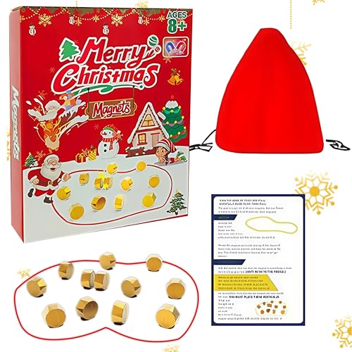 Weihnacht sdesign Magnetisches Schachspiel mit 20 Reisesteinen, 1 Schnur und tragbarer Aufbewahrungstasche, Strategie-Brettspiel für den Familienspieleabend (ab 9 Jahren) von CARxlythic