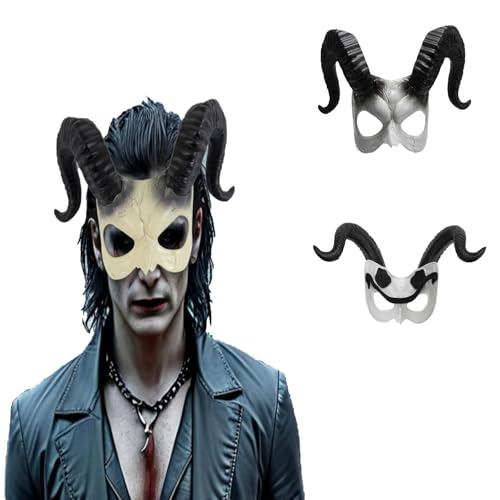 CASACLAUSI Ziege Ram Hörner Horror Teufel Ram Maske Halbgesicht Tier Schädel Maske mit Hörnern für Erwachsene Halloween Kostüm Cosplay Requisiten CASACLAUSI Ziege Ram Hörner Horror Teufel Ram Maske Halbgesicht Tier Schädel Maske mit Hörnern für Erwachsene Halloween Kostüm Cosplay Requisiten von CASACLAUSI