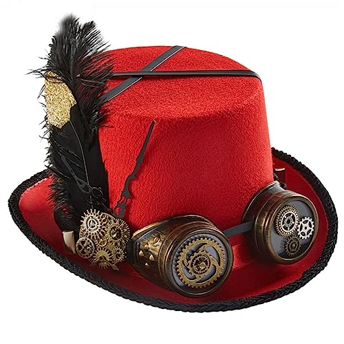 CASNO Zylinderhut, Steampunk-Hut, Zeitreisender, Steampunk-Hut, für Herren, mit Brille, Steampunk-Hut, Halloween-Party, Steampunk-Zubehör von CASNO