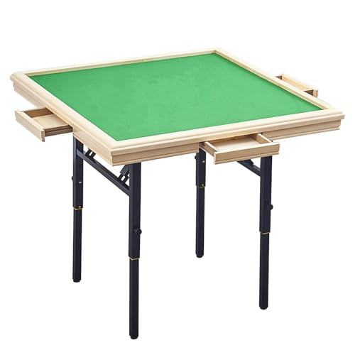 CASOME Klappbarer Kartentisch, 84 cm Mahjong-Tisch, Domino-Kartenspieltisch Für 4 Spieler Mit 4 Schubladen, Höhenverstellbar/Gummiauflage von CASOME