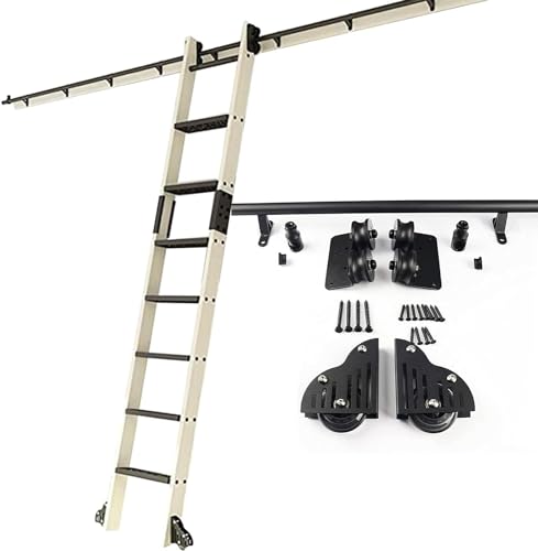CATANK 1 m - 6 m Schiebeleiter, Schienen-Set, Bibliotheks-Rollleiter, komplettes Set, Hardware, Rundrohr, mobile Leiterschiene mit Verlängerungsschiene/Schiene (ohne Leiter) (Größe: 100 cm von CATANK