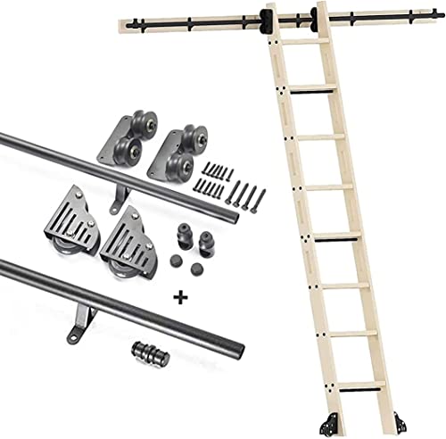 CATANK 1 m - 6 m runde Schiene/Schiene, mobile Leiterschiene (ohne Leiter), Rollleiter, Hardware-Bibliothek, Schiebeleiter, Hardware-Kit mit Bodenrollenrädern (Größe: 200 cm Schienen-Kit) von CATANK