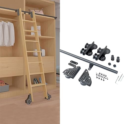 CATANK Ausziehbare Schiebeleiter, Bibliotheks-Hardware, Rollbahn-Set, Schiebetür-Systemschiene, rundes Rohr, mobiles Leiterschienen-Set (ohne Leiter) (Größe: 100 cm Schienen-Kit) von CATANK