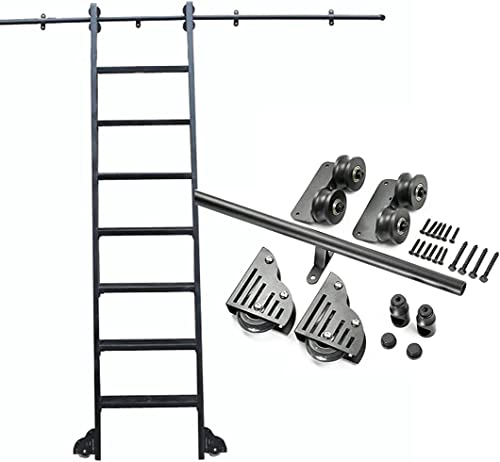 CATANK Rollende Bibliotheksleiter, Hardware, Scheunenschienenbahn-Set (ohne Leiter), Schiebetür-Set, 1 m - 4 m, Schiebeleiter, Bibliothek, komplettes Set, Hardware, Rollbahn (Größe: 300 cm von CATANK