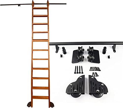 CATANK Rollleiter-Hardware-Bibliotheks-Schiebeleiter-Hardware-Kit (ohne Leiter), runde Schiene/Schiene mit Bodenrollen, Schiebetür-Set (Größe: 300 cm Schienen-Set) von CATANK