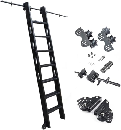 CATANK Rollleiter-Hardware-Kit, Bibliotheks-Gleitrollenleiter, Schiene/Schiene (ohne Leiter), rundes Rohr, mobile Leiterschiene mit Bodenrollenrädern (Größe: 300 cm Schienen-Set) von CATANK