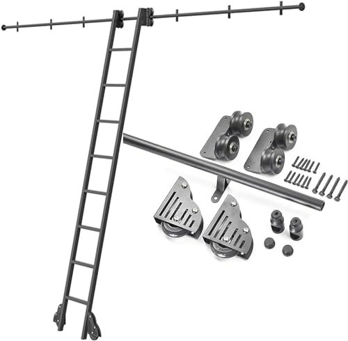 CATANK Schiebeleiter-Schienen-Set, Roll-Bibliotheks-Hardware-Kit (ohne Leiter), Rundrohr-Verlängerungsschiene, mit Bodenrollenrädern, mobile Leiterschiene (Größe: 500 cm Schienen-Set) von CATANK