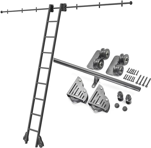 CATANK Schiebeleiter-Schienen-Set, Roll-Bibliotheks-Hardware-Kit (ohne Leiter), Rundrohr-Verlängerungsschiene, mit Bodenrollenrädern, mobile Leiterschiene (Größe: 600 cm Schienen-Set) von CATANK