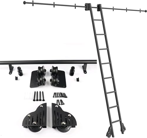 CATANK Schiebetür-Set, 1 m - 6 m, Rollleiter, Hardware, Bibliothek, Schiebeleiter-Kit (ohne Leiter), mobile Leiterschiene mit Bodenrollenrädern (Größe: 100 cm Schienen-Set) von CATANK