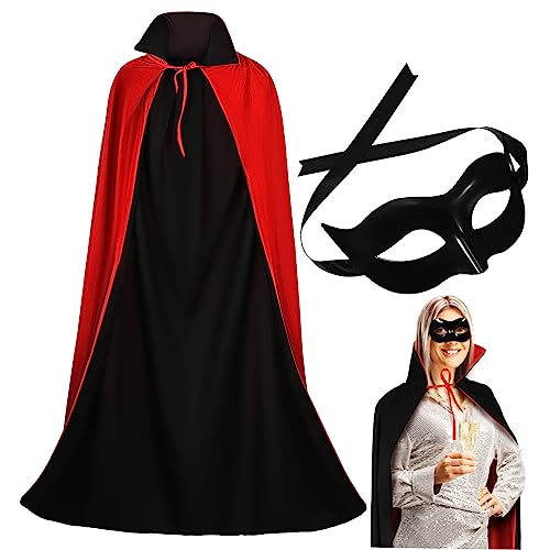 CATIEBYE 1 Set Erwachsene Halloween Maske Mantel Schwarz Halb-Gesicht Maske 140cm Schwarz Rot Mantel für Cosplay CATIEBYE 1 Set Erwachsene Halloween Maske Mantel Schwarz Halb-Gesicht Maske 140cm Schwarz Rot Mantel für Cosplay von CATIEBYE
