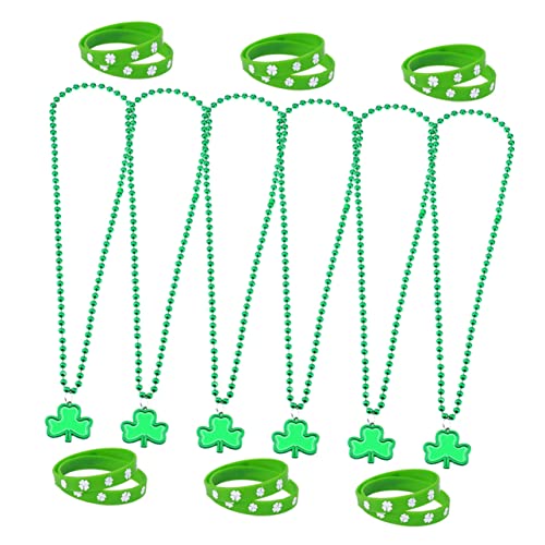 CATIEBYE 18 Stück in 1 Set Kleeband Und Halskette Set Festival Spielzeug Armbänder Drucken Armbänder Halskette Dress up Accessoire St. Patricks Day Partyzubehör (6 Stück Halskette Und 12 CATIEBYE 18 Stück in 1 Set Kleeband Und Halskette Set Festival Spielzeug Armbänder Drucken Armbänder Halskette Dress up Accessoire St. Patricks Day Partyzubehör (6 Stück Halskette Und 12 von CATIEBYE